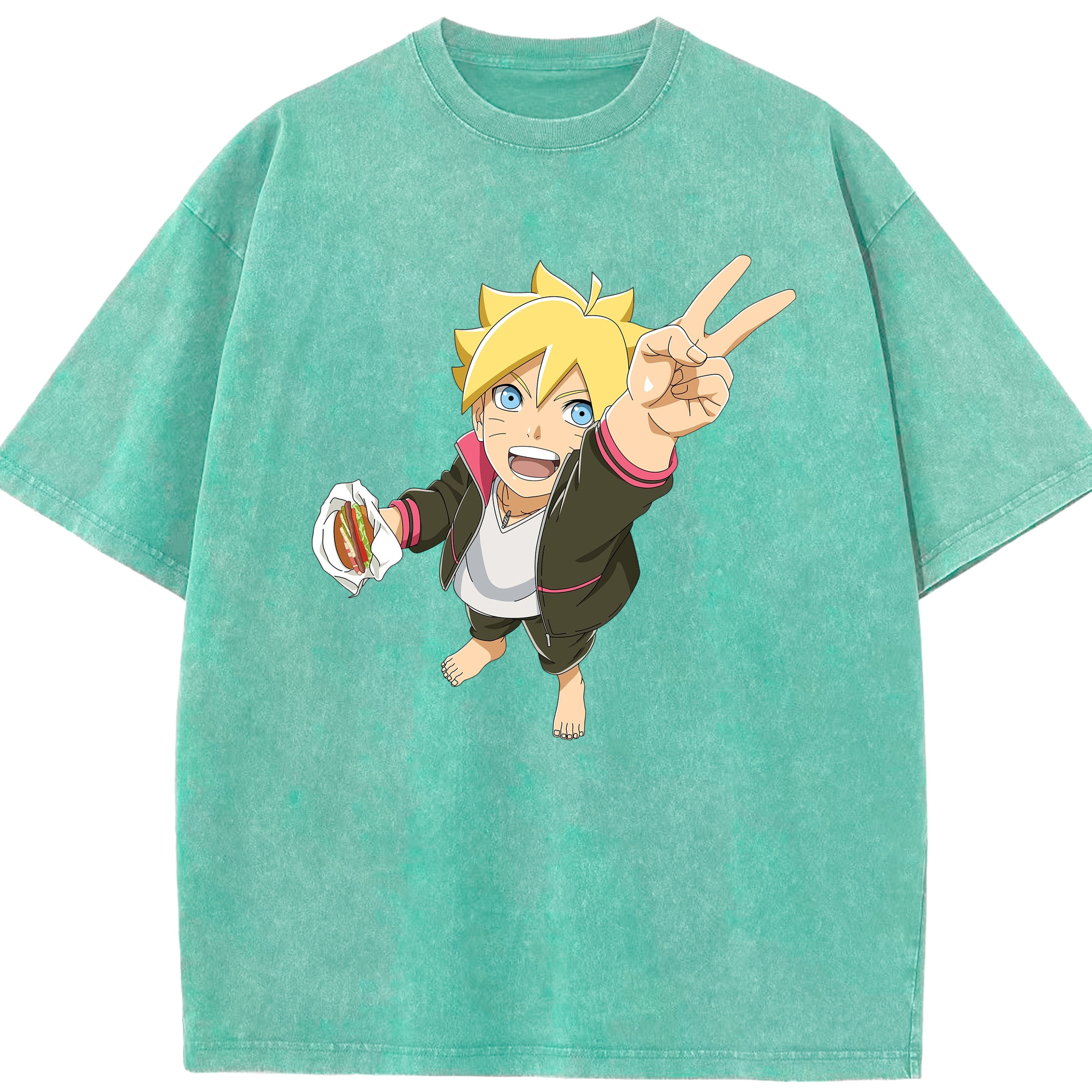 （画像用） NARUTO -ナルト- うずまき ボルト Uzumaki Boruto 綿100% ヴィンテージ風 半袖Tシャツ（フロントプリント）
